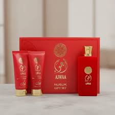 kit Ajwaa Red 100 ml- shower gel 100ml - body lotion 100ml -Eau de Parfum Nusuk